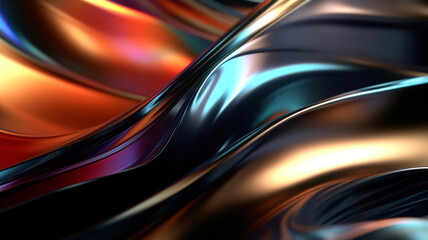 Abstract Background with Lines. Meatallic Color Waves. Shining Background. Generative AI. 