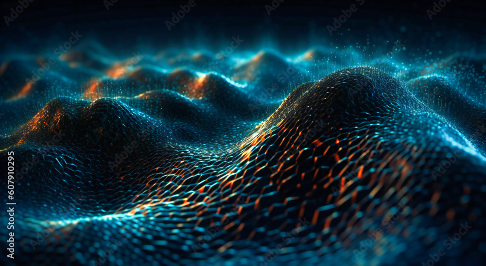 Poster motion background abstract wave pattern with blue dots