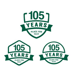 105 years anniversary celebration logotype. 105th anniversary logo collection. Set of anniversary design template. Vector illustration.
