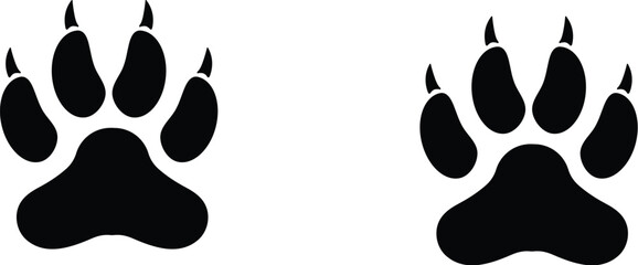 liom paw print , tiger paw print , vector isolated on white background