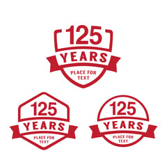 125 years anniversary celebration logotype. 125th anniversary logo collection. Set of anniversary design template. Vector illustration.
