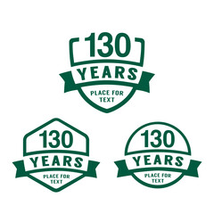130 years anniversary celebration logotype. 130th anniversary logo collection. Set of anniversary design template. Vector illustration.
