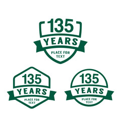 Obraz premium 135 years anniversary celebration logotype. 135th anniversary logo collection. Set of anniversary design template. Vector illustration. 