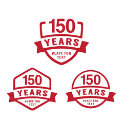150 years anniversary celebration logotype. 150th anniversary logo collection. Set of anniversary design template. Vector illustration.
