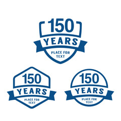 150 years anniversary celebration logotype. 150th anniversary logo collection. Set of anniversary design template. Vector illustration.
