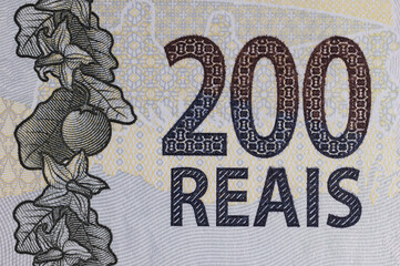 High resolution macro watermark detail of the Brazilian banknote. (200 reais)