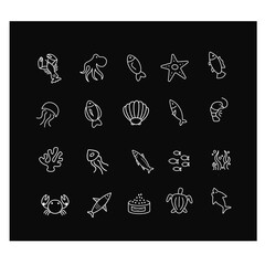 seafood fish  icons set