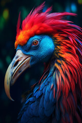 a close-up of a colorful bird with a mohawk-like crest on its head, Generative Ai