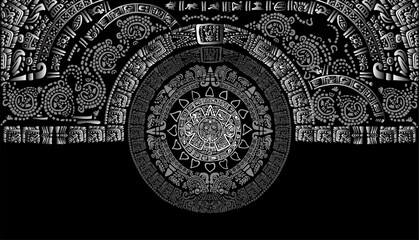 Calendar of the ancient Mayan peoples. - obrazy, fototapety, plakaty