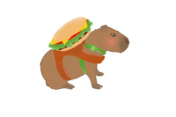 Naklejka premium Capybara hamburger 