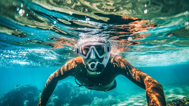 Joven haciendo snorkel. IA Generativa