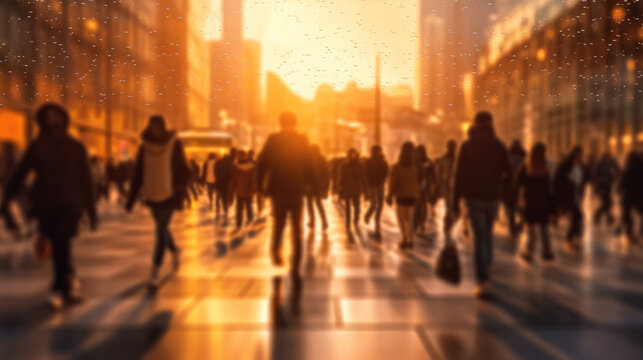 crowd at Sunset. Generative AI