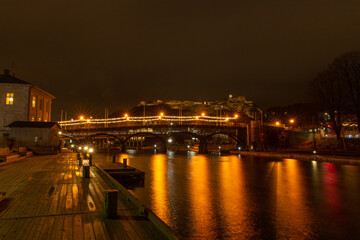 night view of Fredriksten fortress