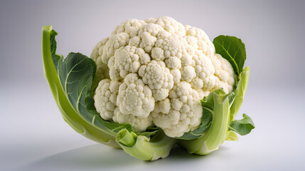 Photo Cauliflower on white background. Generative AI