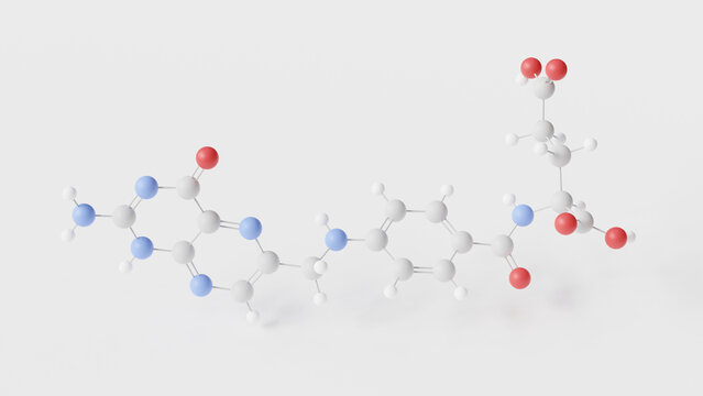 folic acid molecule 3d, molecular structure, ball and stick model, structural chemical formula folate