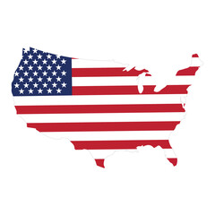 United states of america national flag on map vector illustration gray background.