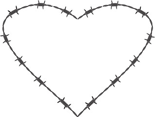 barbered wire heart , barb heart , vector file isolated on white background