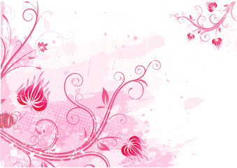 Fototapeta na wymiar Vector illustration of pink Grunge Floral Background