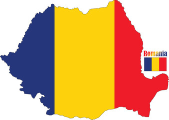 Fototapeta premium Romania Map and Flag 