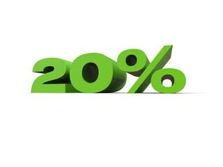20% Percent Discount 3d Sign on Light Background