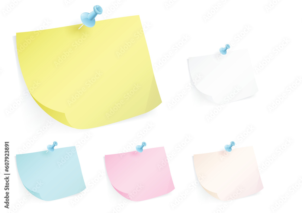 Poster vector illustration of post-it note with push pin stack, ready to put your messages on it