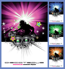 Colorful Disk Jockey Musical Event  Background for Disco Flyer