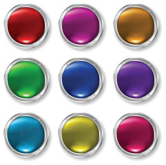 Glossy buttons in different colours