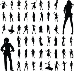 50 high quality women silhouette -vector