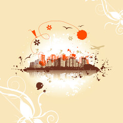 Naklejka premium Cityscape background, urban art