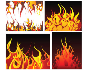 Inferno fire vector backgrounds set  for design use