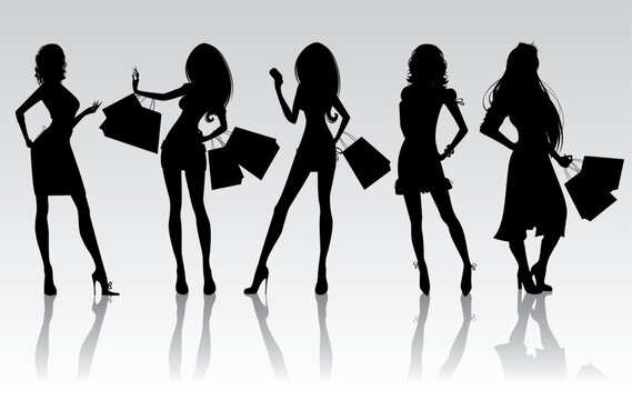 Shopping girls, vector