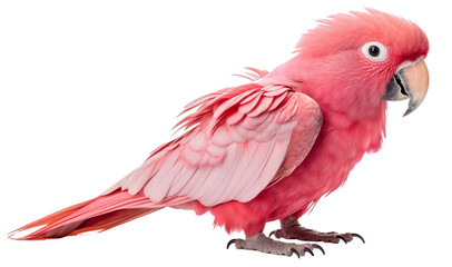 Pink parrot macaw isolated on the transparent background PNG. AI generative.