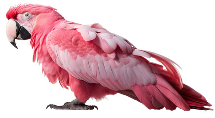 Pink parrot macaw isolated on the transparent background PNG. AI generative.