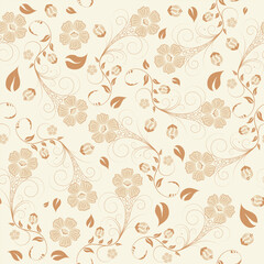 Seamless vector floral background. For easy making seamless pattern just drag all group into swatches bar, and use it for filling any contours.