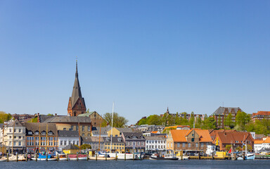 Naklejka premium Walking in Flensburg's streets along the sea side, Germany