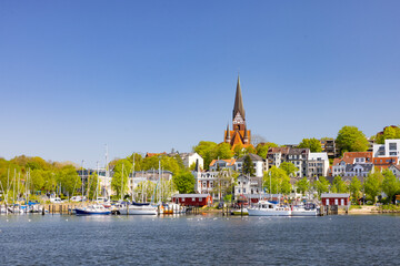 Walking in Flensburg's streets along the sea side, Germany