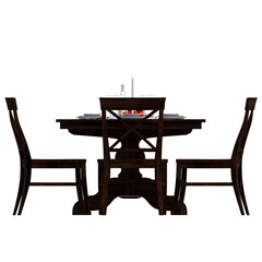 diner table isolated on transparent background, 3D illustration, cg render