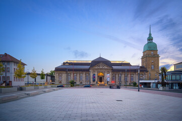 Fototapeta na wymiar View over Friedensplatz square to Hessian State Museum in German university city of Darmstadt