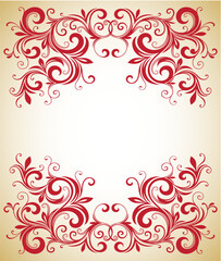 vector vintage template frame In flower style