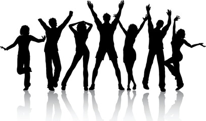 Fototapeta premium Silhouettes of people dancing