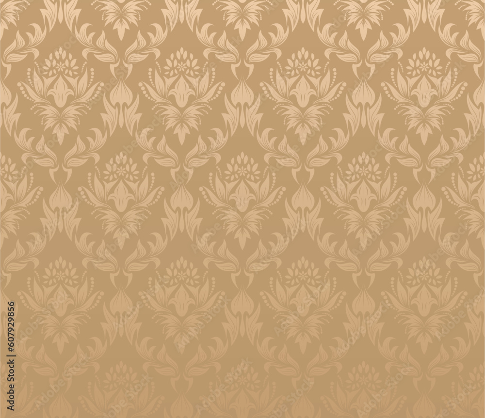 Poster damask seamless vector background. for easy making seamless pattern just drag all group into swatche