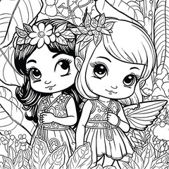 fairy coloring book page for children