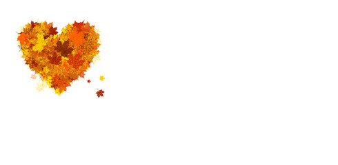 Autumn love, heart shape, leaf