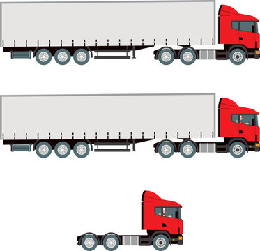 Truck delivery, lorry mock-up isolated template on white background.