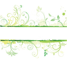 Vector illustration of green styled Floral Decorative banner