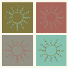 Set of Hand Drawn Painted Floral Frames. Vector Elements for Design and Other.
