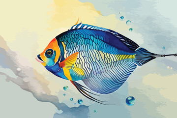 Naklejka premium Angelfish Watercolor Vertor art illustration
