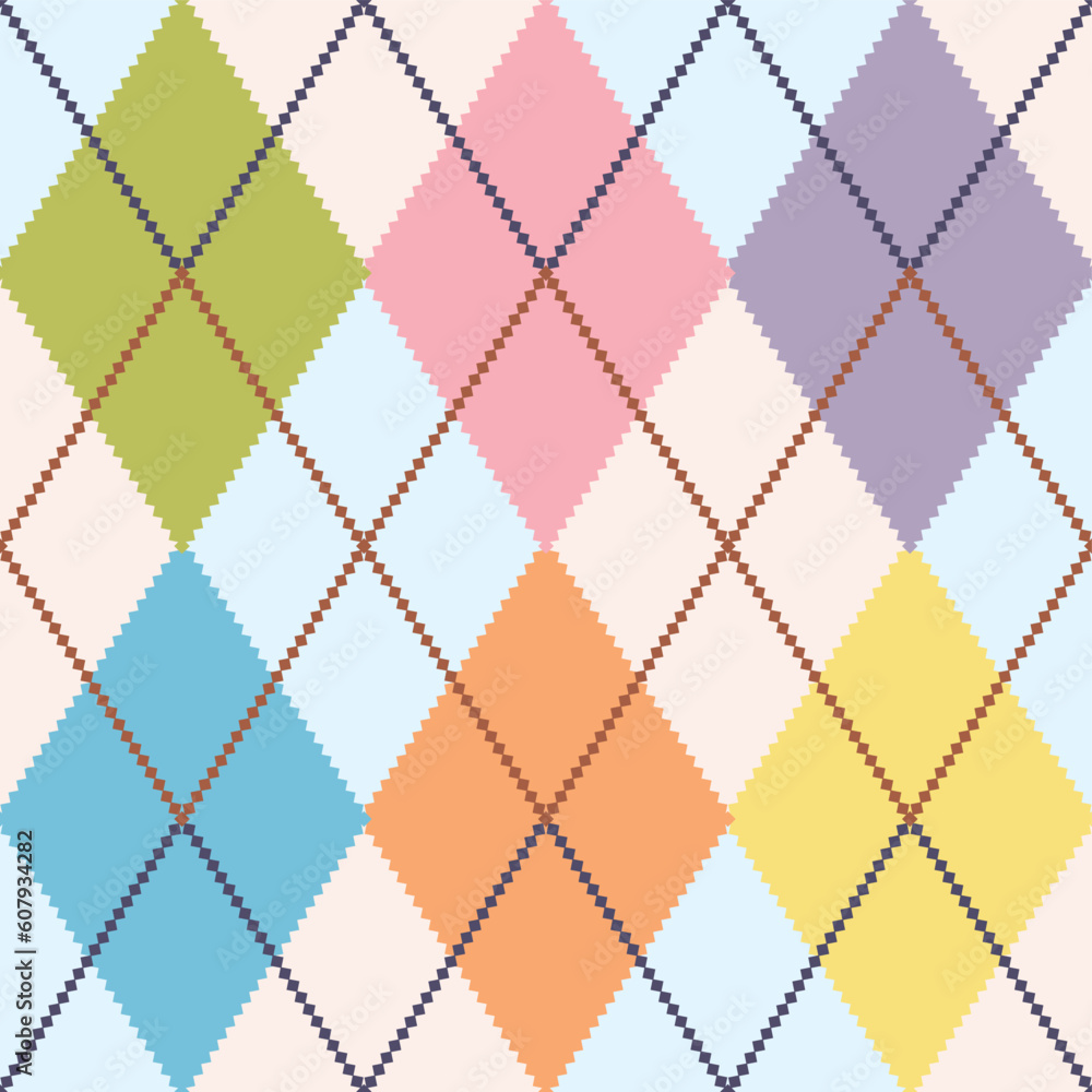 Poster vector argyle seamless pattern, repeating design, all elements are on separate layers for easy editi