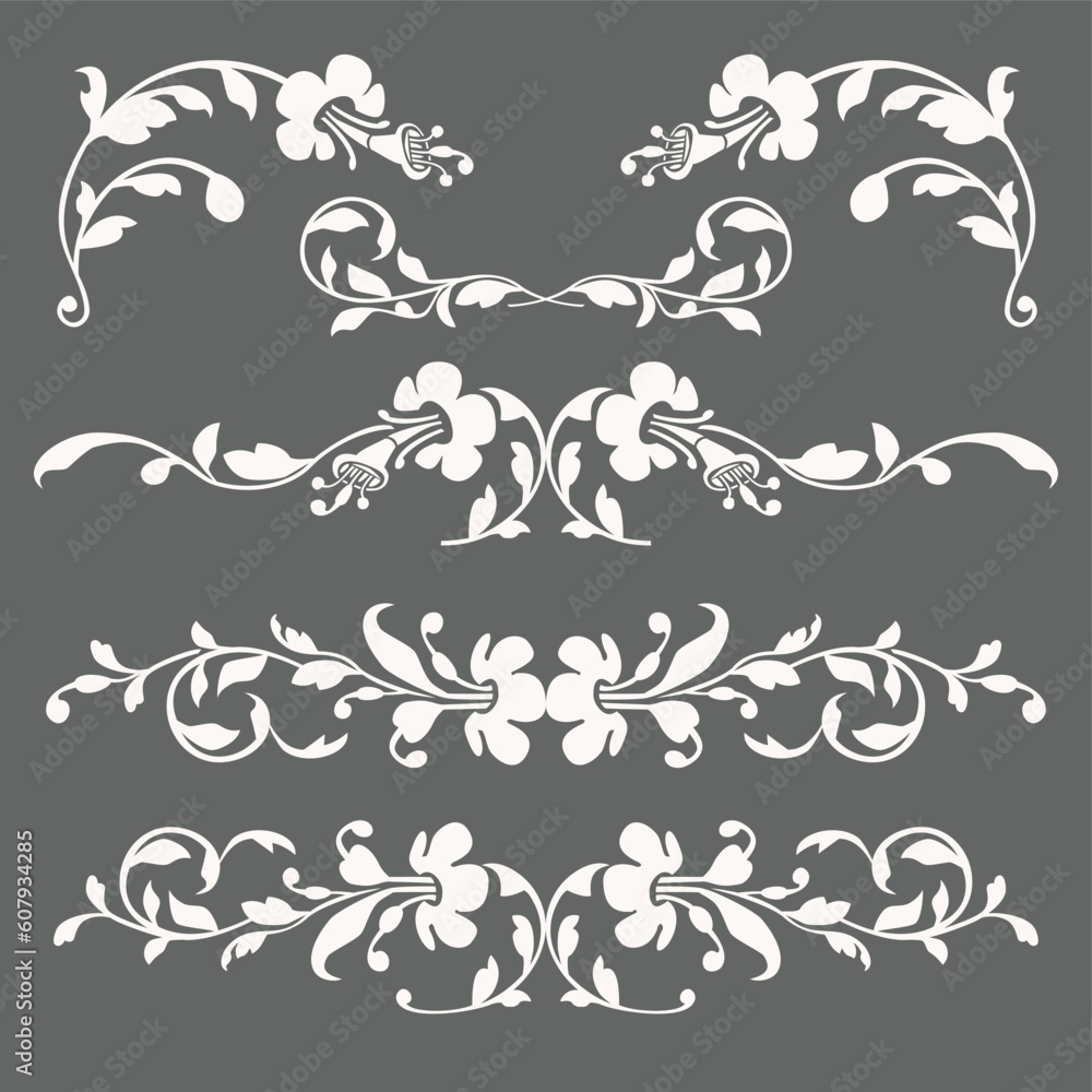 Poster vector ornaments in flower style for your design, isolate design elements. full scalable vector grap