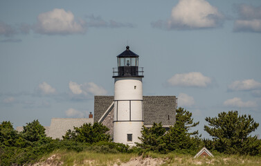 Fototapeta na wymiar Sandy Neck Lighthouse in Barnstable Harbor, Cape Cod, Massachusetts